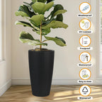 Set of 2 Faux Rattan Tall Planters