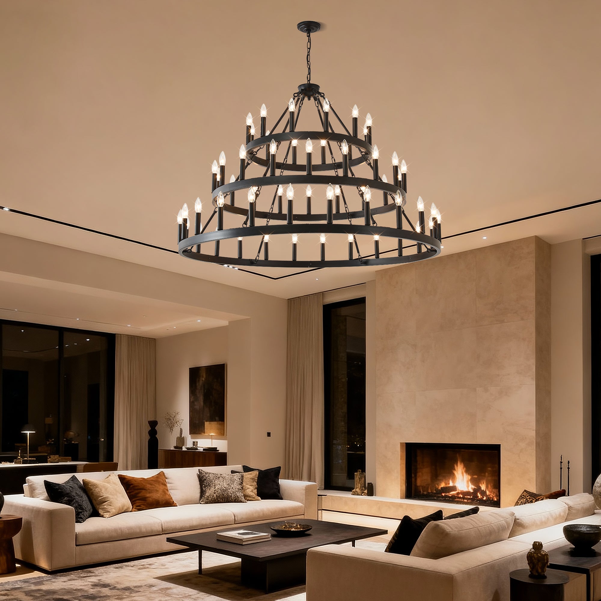 3 Tiers Wagon Wheel Chandelier