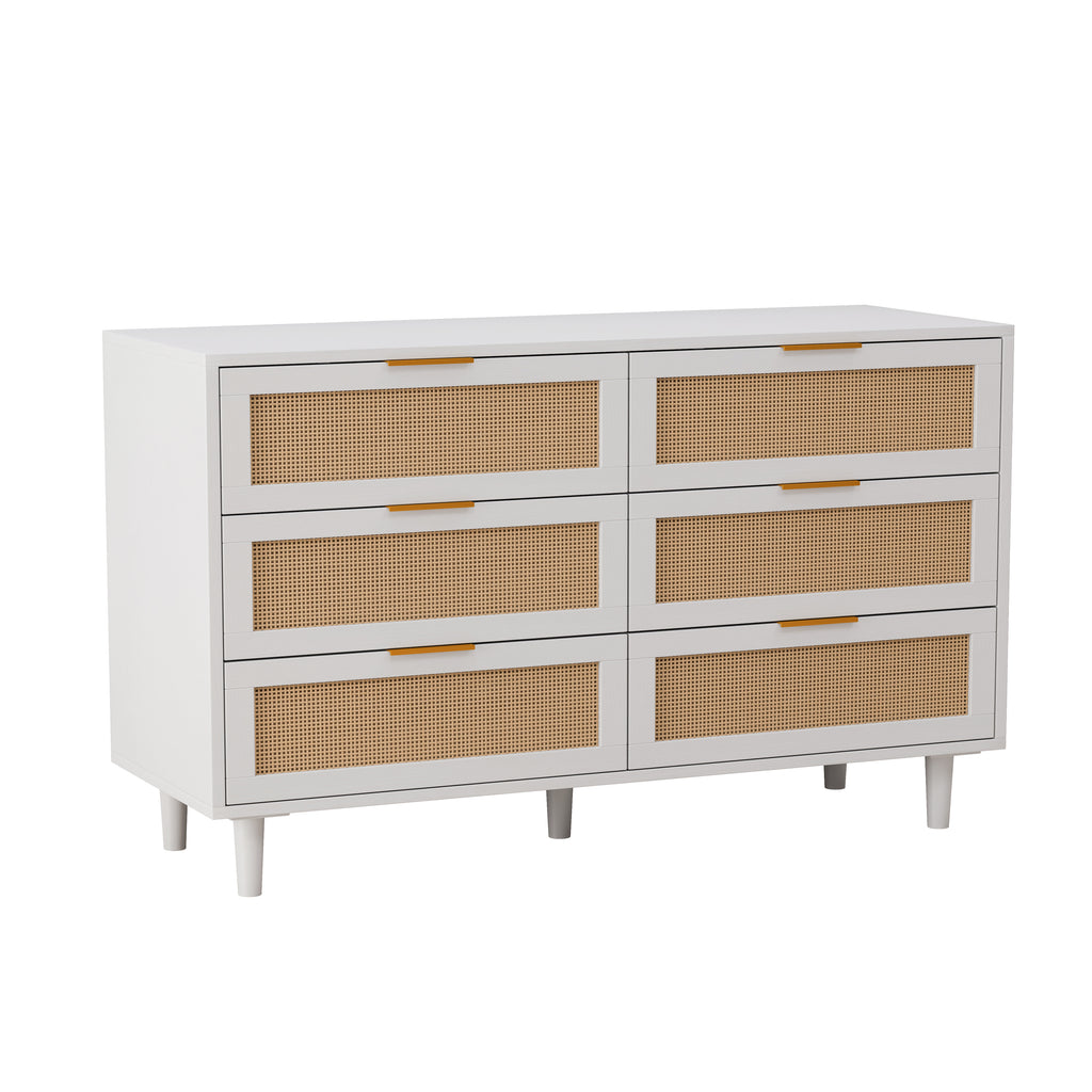 51.18"6-Drawers Rattan Storage Cabinet
