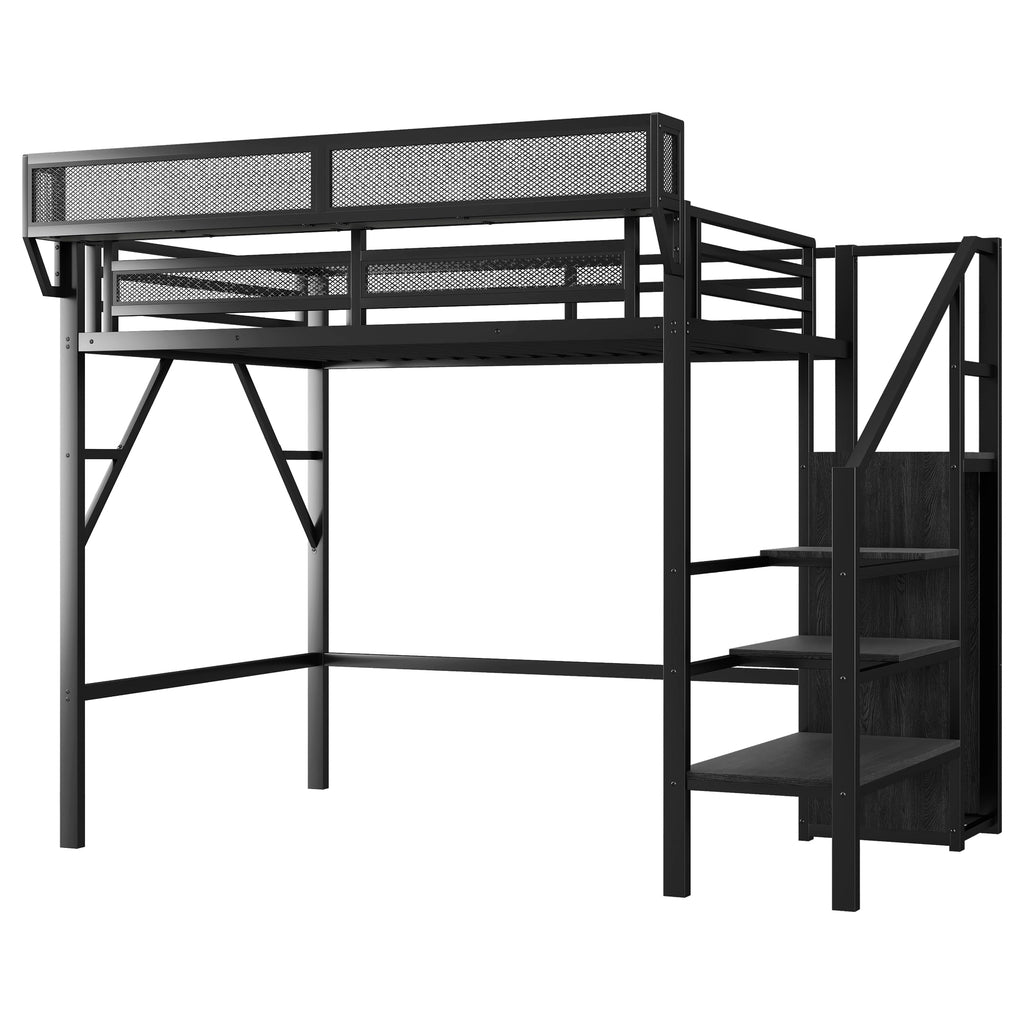 Twin Size Loft Bed with Stairs and Storage