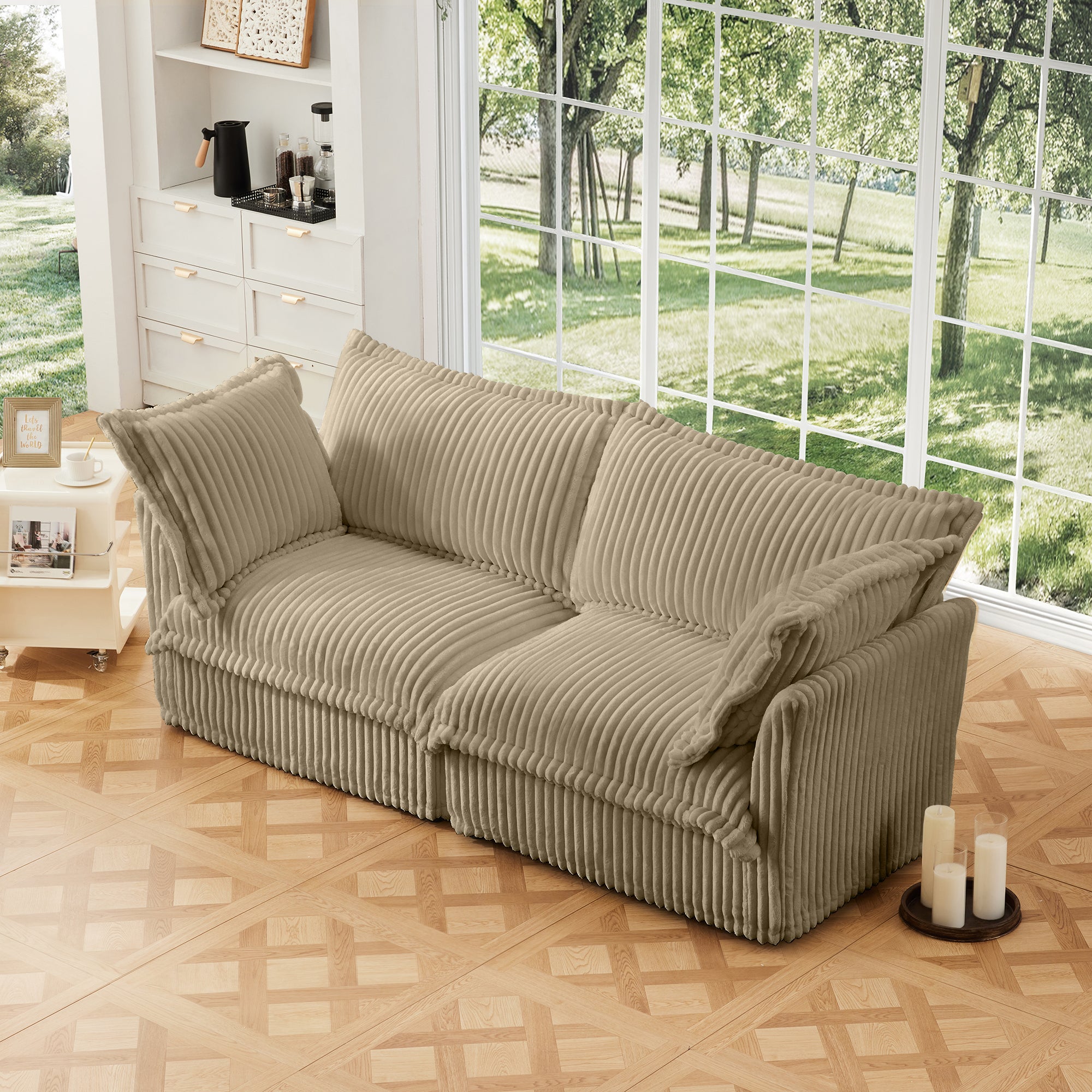 Modern Slipcovered 2-Seat Sofa Couches for Living Room