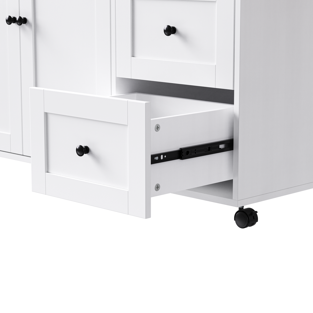 K&K 74.8" Kitchen Island with Extendable Dining Table