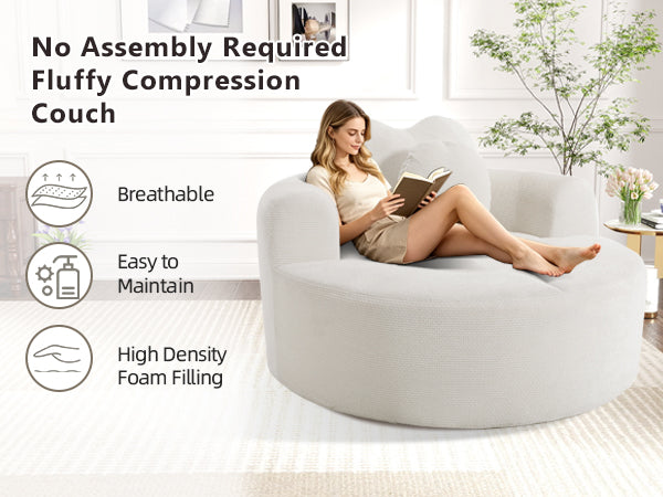 Round Sofa Bed with Memory Foam Sectional Couches for Living Room
