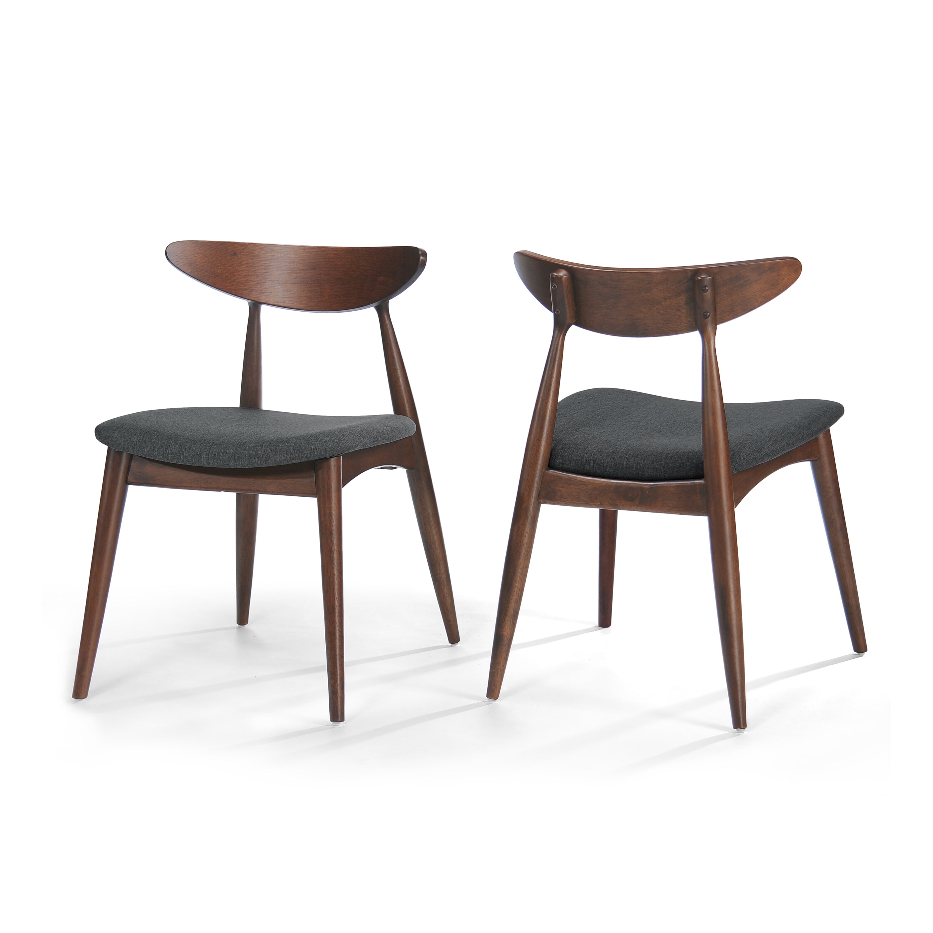 Set of 2 Retro Rubberwood Chairs with Ergonomic Back & Plush Cushions