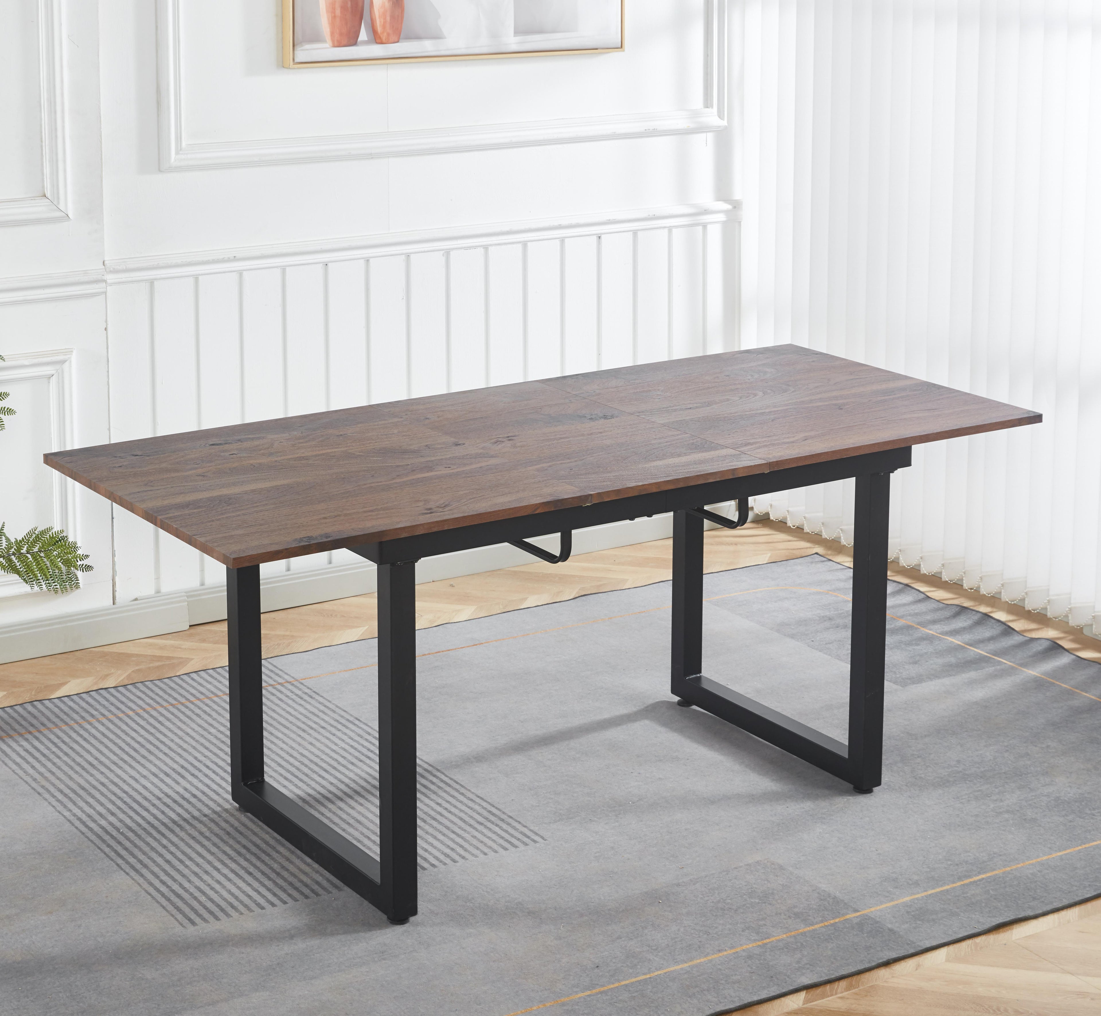 Walnut Color Square Extendable Dining Table