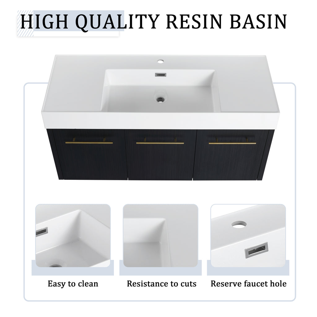 48 Inch Wall-Mounted Bathroom Vanity with Sink