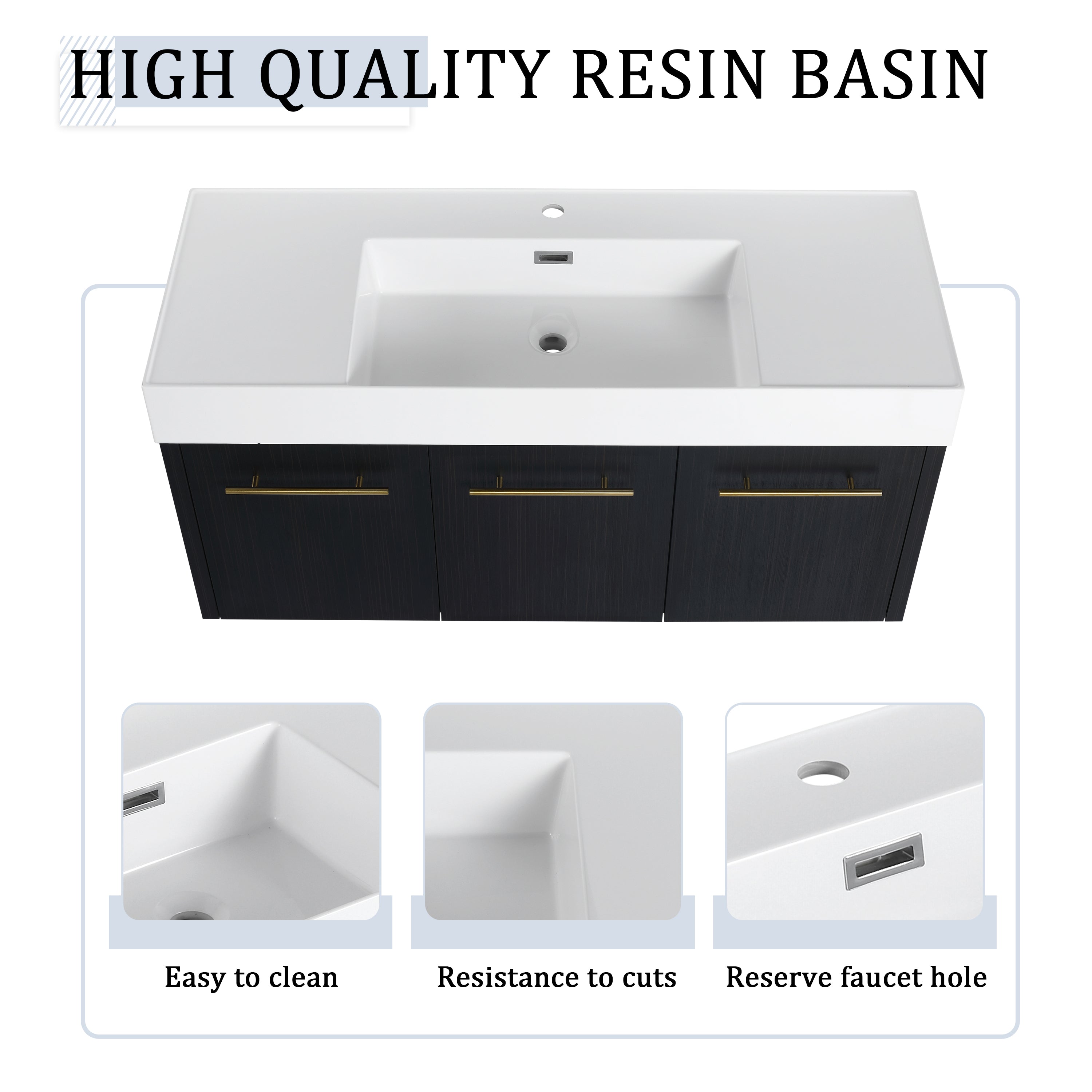 48 Inch Wall-Mounted Bathroom Vanity with Sink