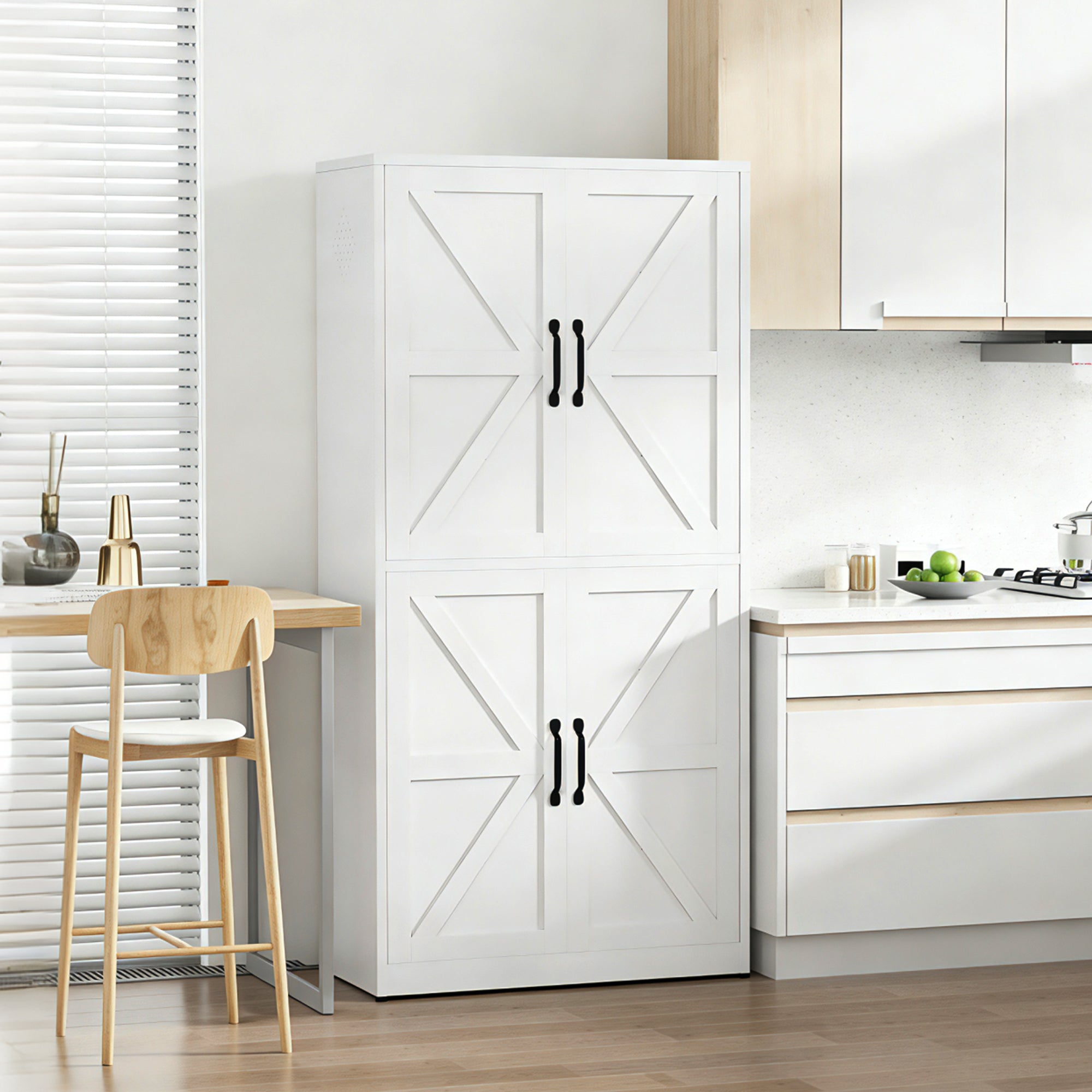 White Steel Kitchen Pantry Storage Cabinet
