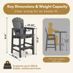 HDPE Bar Height Adirondack Chair with Cup Holder