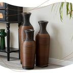Hand-Woven PVC Rattan Vases, Set of 3