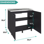 Napoles 2 Utility Sink with Cabinet, Stainless Steel Countertop, Interior Shelf - Wenge