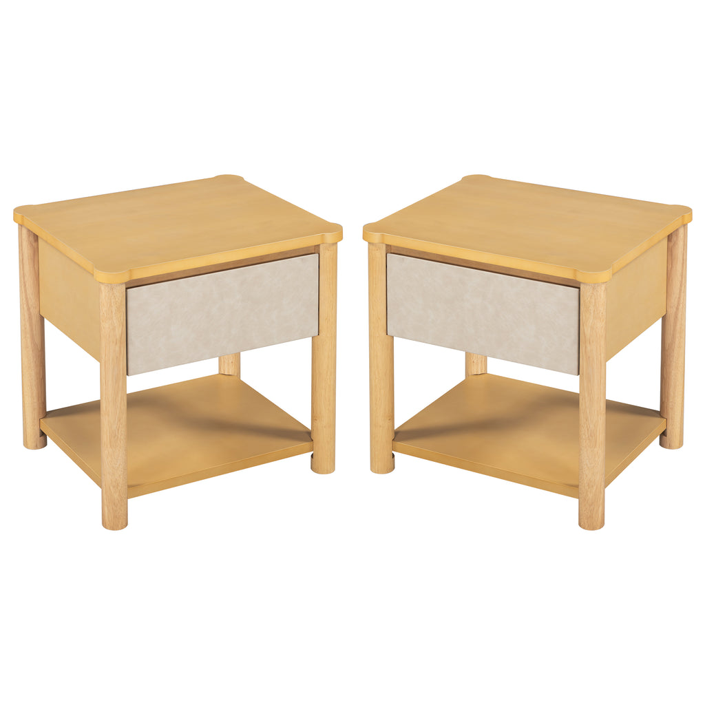 Wood Nightstand Set - Modern Nightstands with Drawer