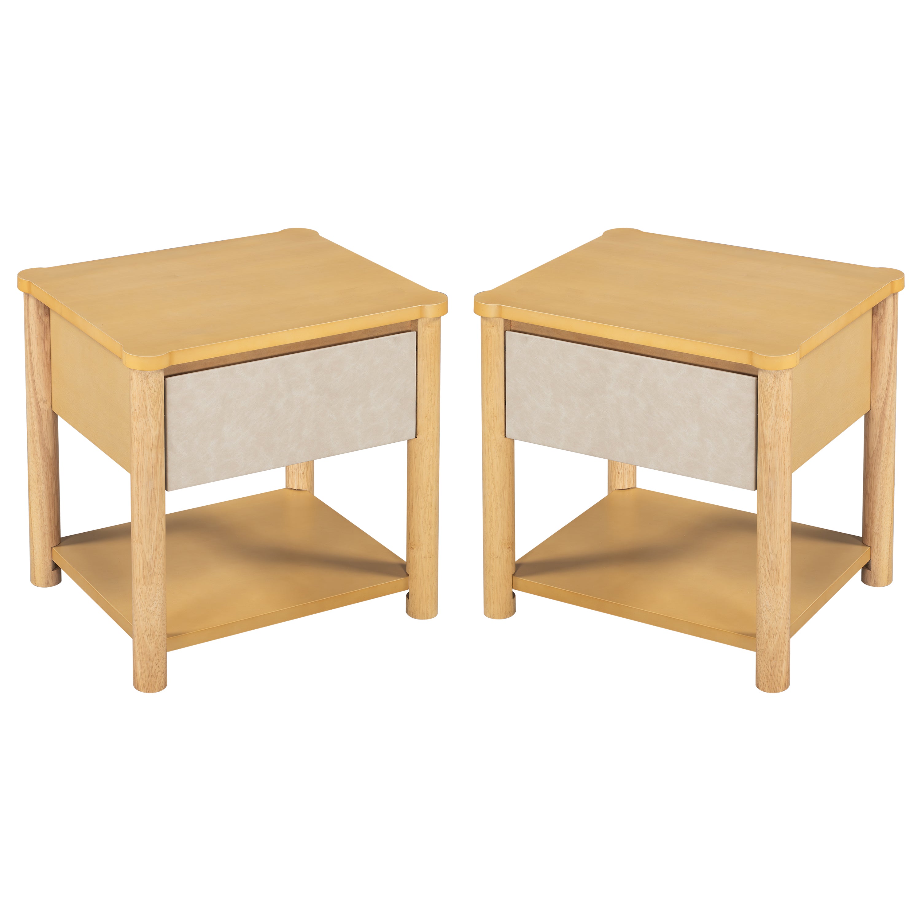 Wood Nightstand Set - Modern Nightstands with Drawer