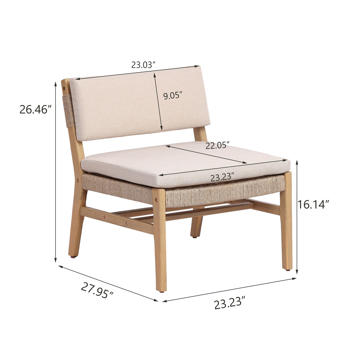 OMI Lounge Chair Acacia and Rope Design