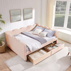 Queen Size Cozy Gingham Daybed with Storage Drawers