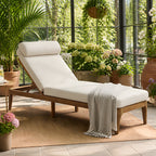 TOPMAX Acacia Wood Chaise Lounge, Outdoor Sun Lounge Chair Set of 2
