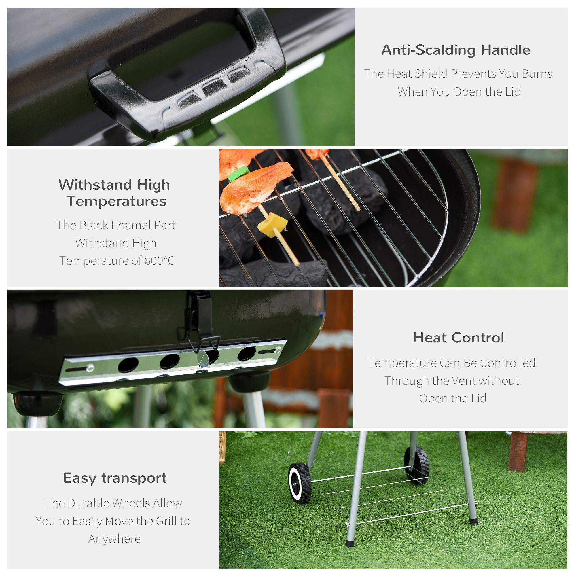 Outsunny 21" Portable Charcoal BBQ Grill