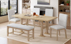 TOPMAX Farmhouse 76-Inch 6-Piece Extendable Dining Table Set