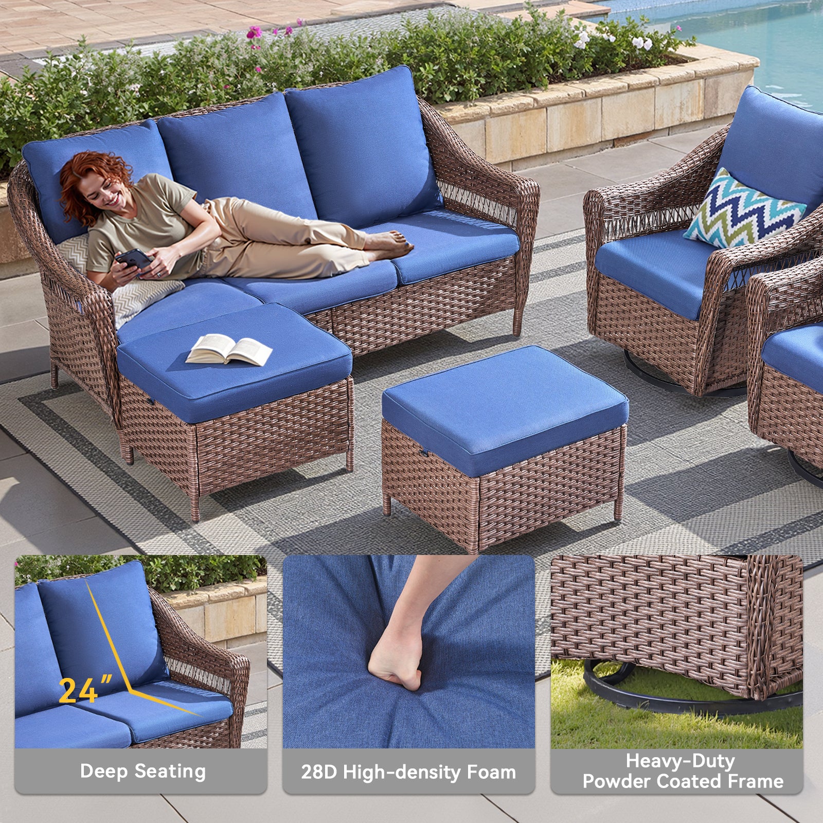 67.3" Outdoor Wicker Patio Sofa