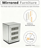 Mirrored Nightstand 3 Drawer