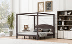 King Size Canopy Platform Bed with Headboard and Support Legs