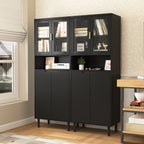 Tempered Glass Door Tall Storage Bookcase