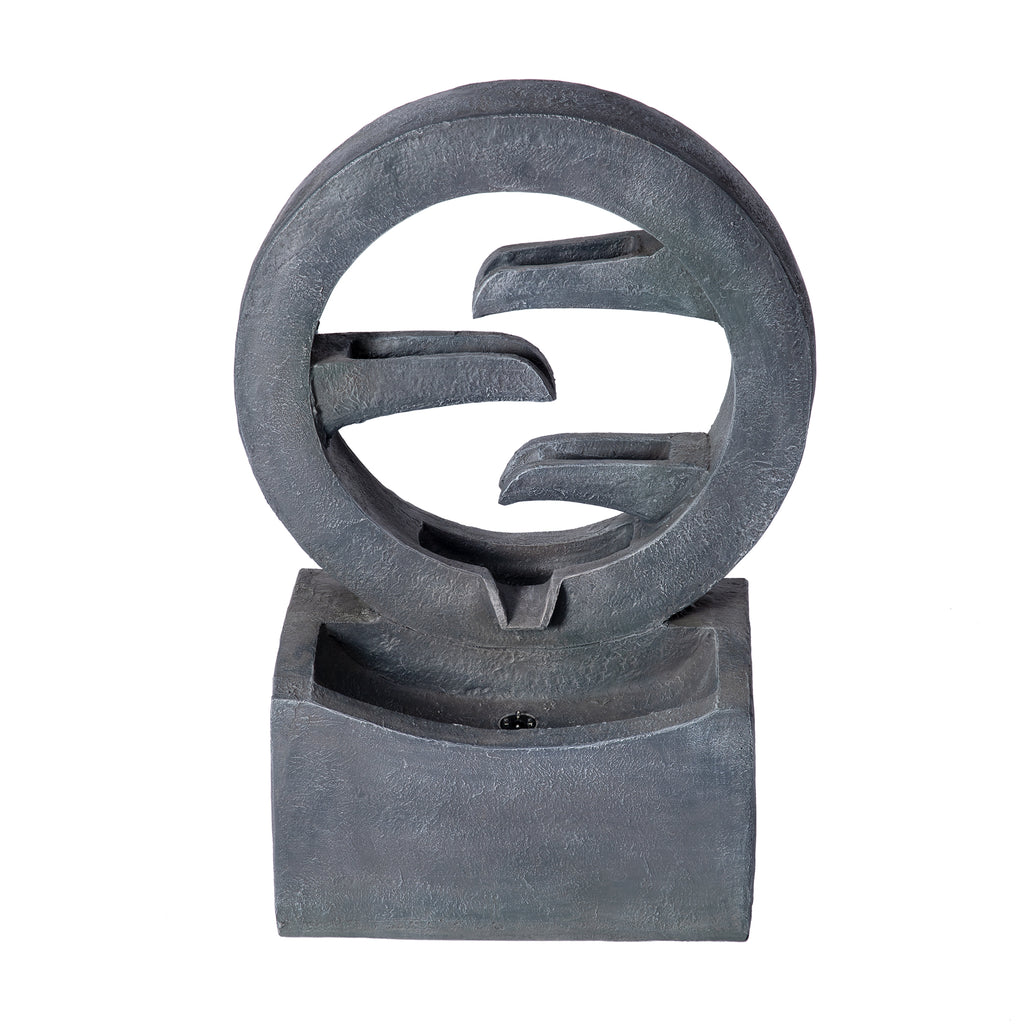 26.77"H Modern Circular Outdoor Fountain with LED Light