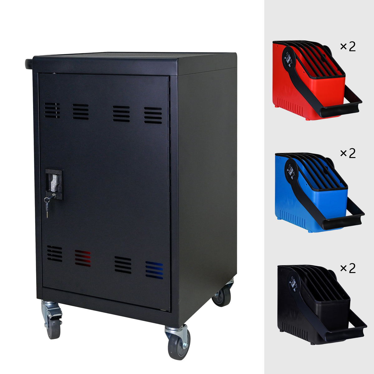 Tablet Laptop Device Basket for Mobile Charging Trolley - Black