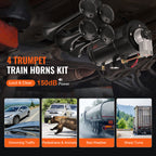Train Horns Kit with 4 Trumpets