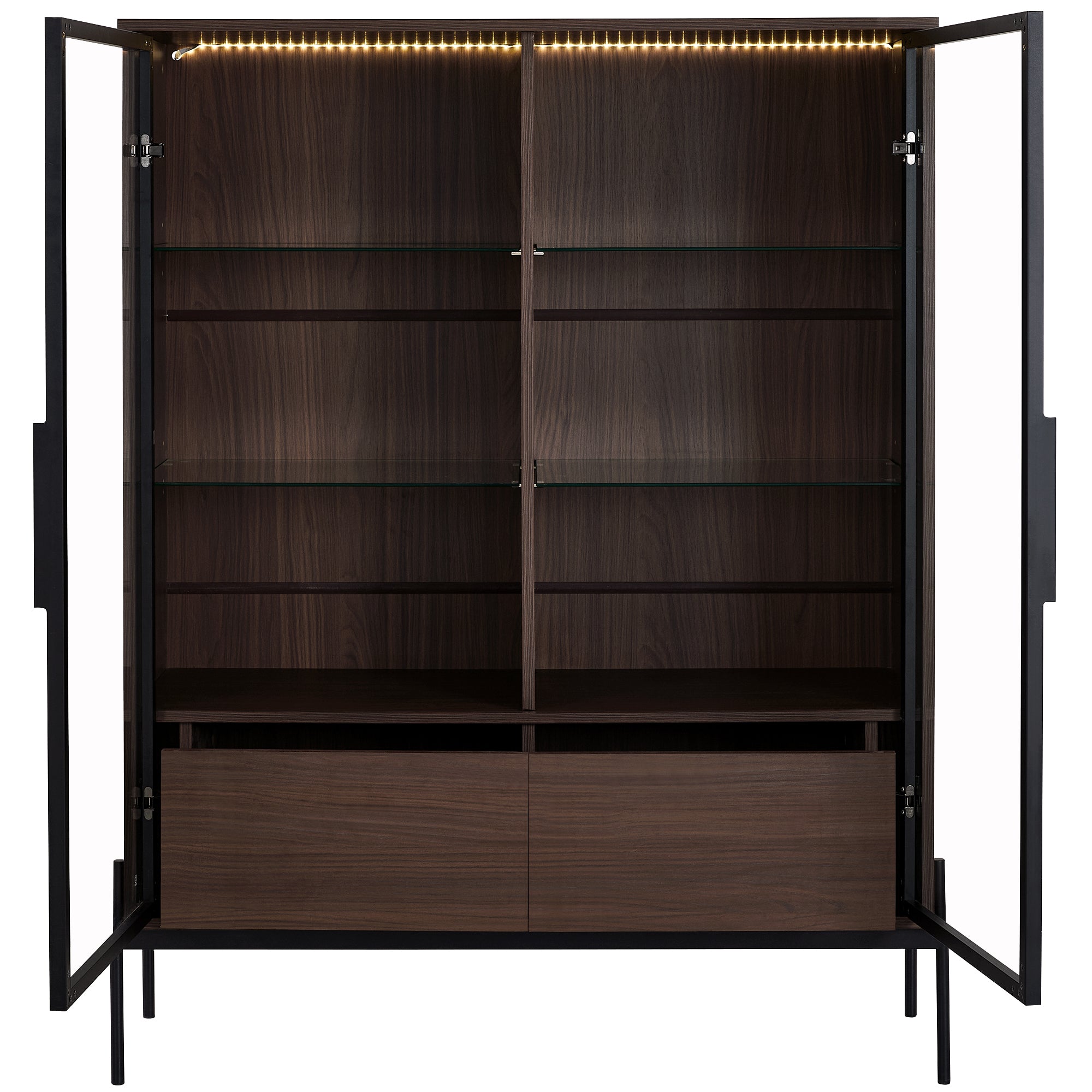 51.2'' Freestanding Display Cabinet with 2 Storage Drawers