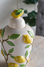 Elegant Ceramic Jar with Lemon Accents