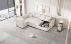 108.6" U-Shaped Sectional Sofa Pull-Out Bed with USB Ports