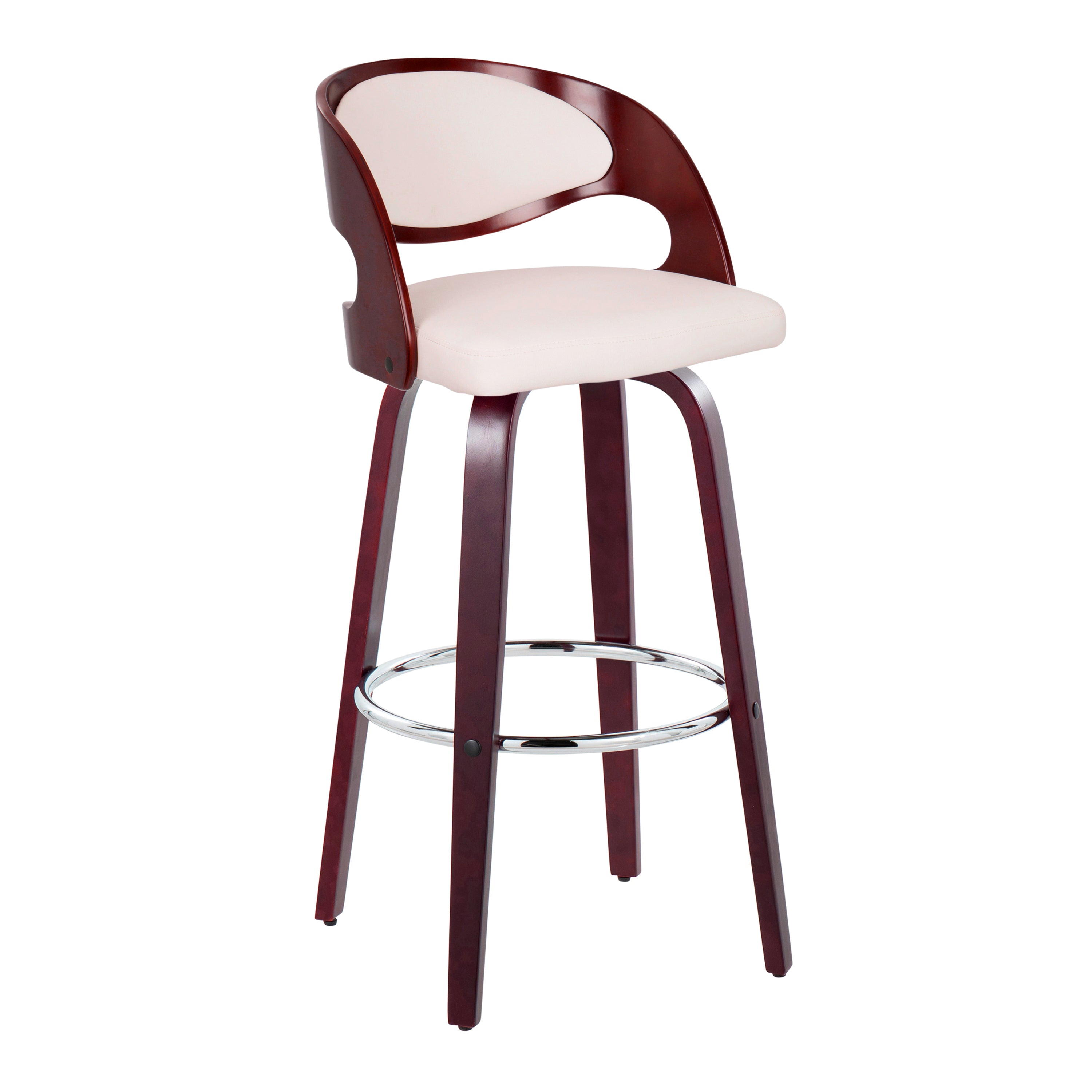 30" Mid-Century Modern Fixed-Height Barstool with Swivel