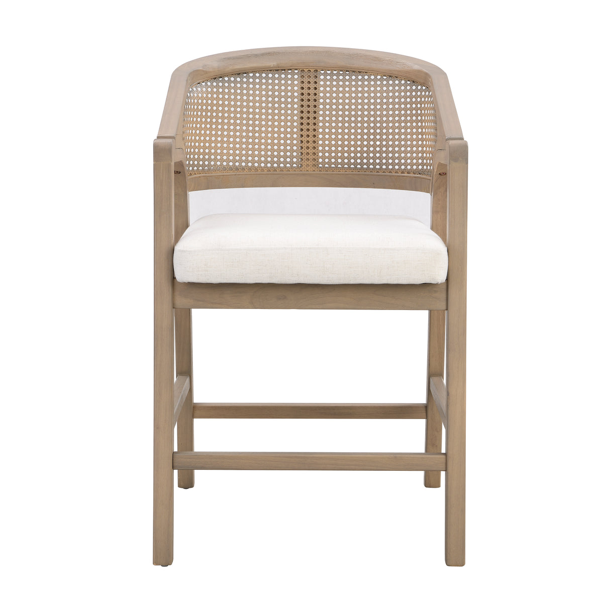 Wooden Frame Counter Stools with Rattan Back, Light Ash, Set of 2