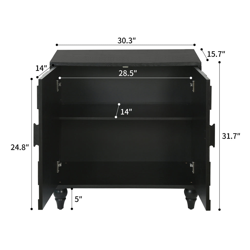 30.31" Sideboard With Honeycomb Pattern, Modern Accent Cabinet
