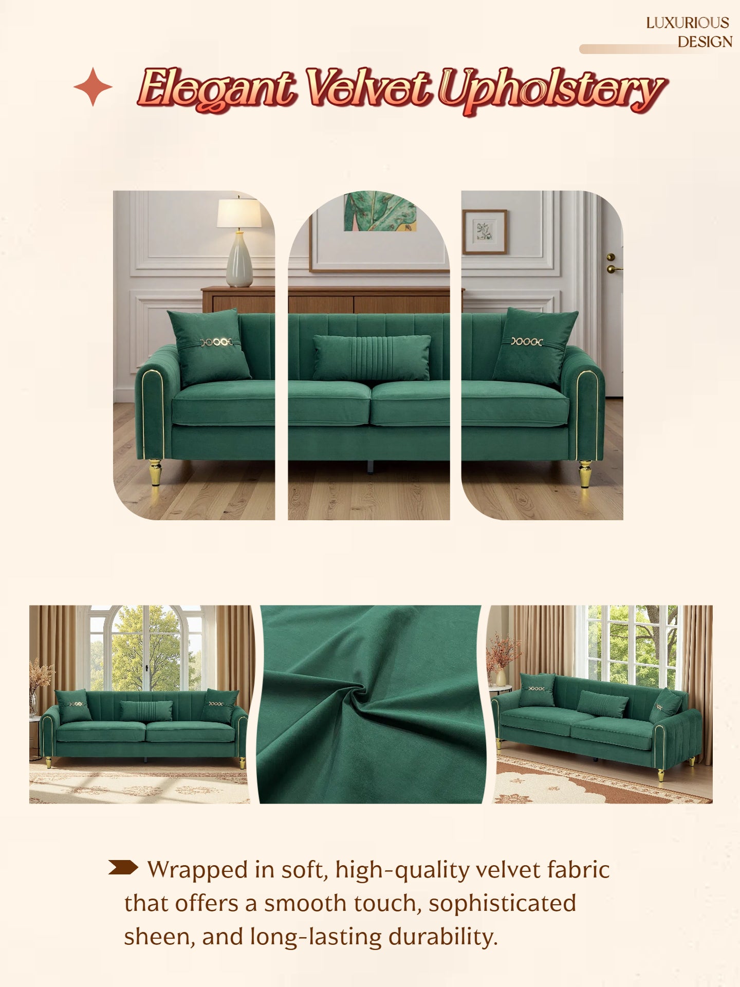 FX-P11-GR 3 Seater Contemporary Upholstered Sofa