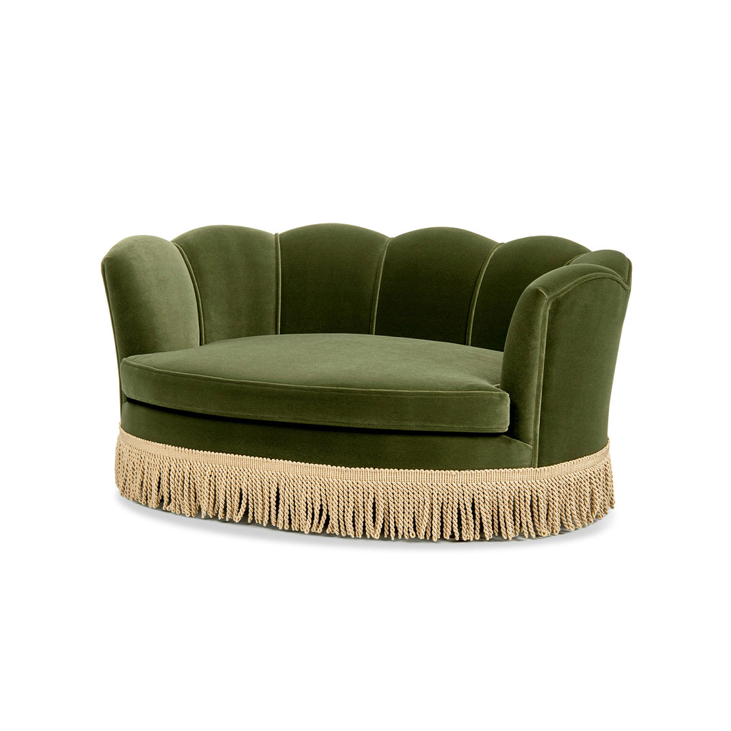 Clara 34.5" Scalloped Pet Sofa Bed, Medium, Olive