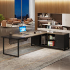 70.8" L-Shaped Executive Desk with 55" File Cabinet