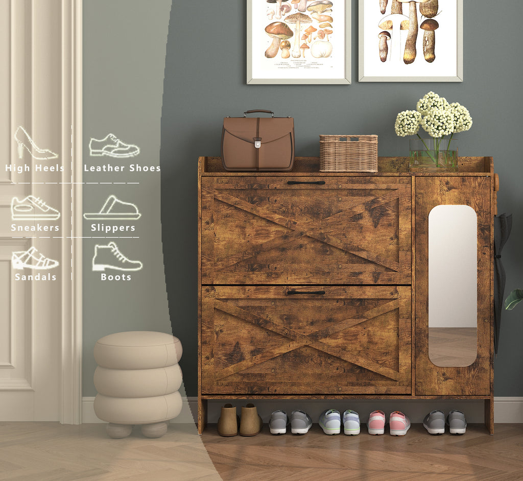 Shoe Storage Cabinet with 2 Flip Drawers