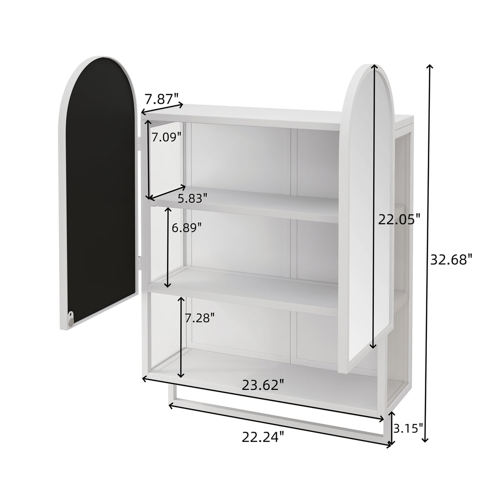 23.62" Modern Double-Arched Mirror Cabinet