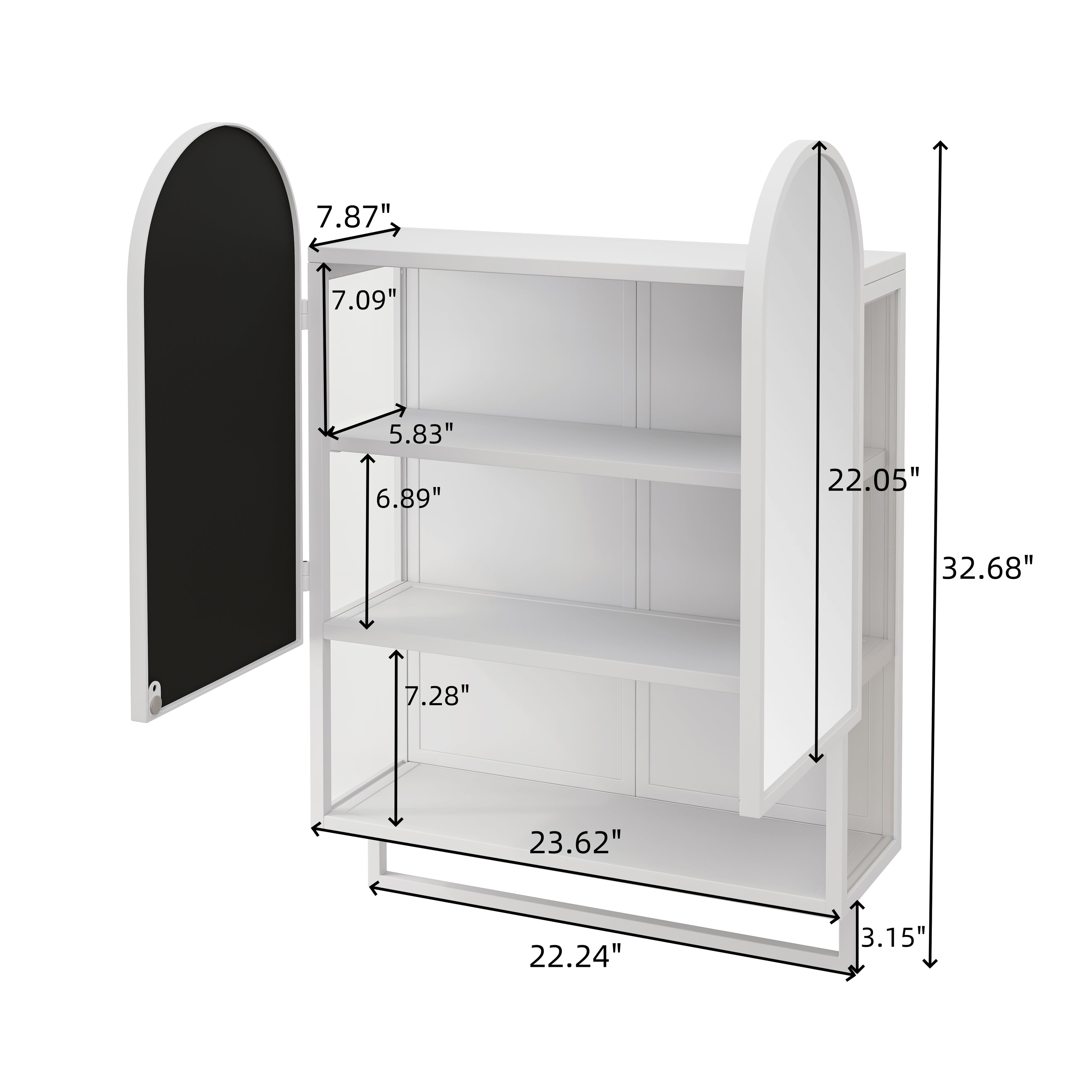 23.62" Modern Double-Arched Mirror Cabinet