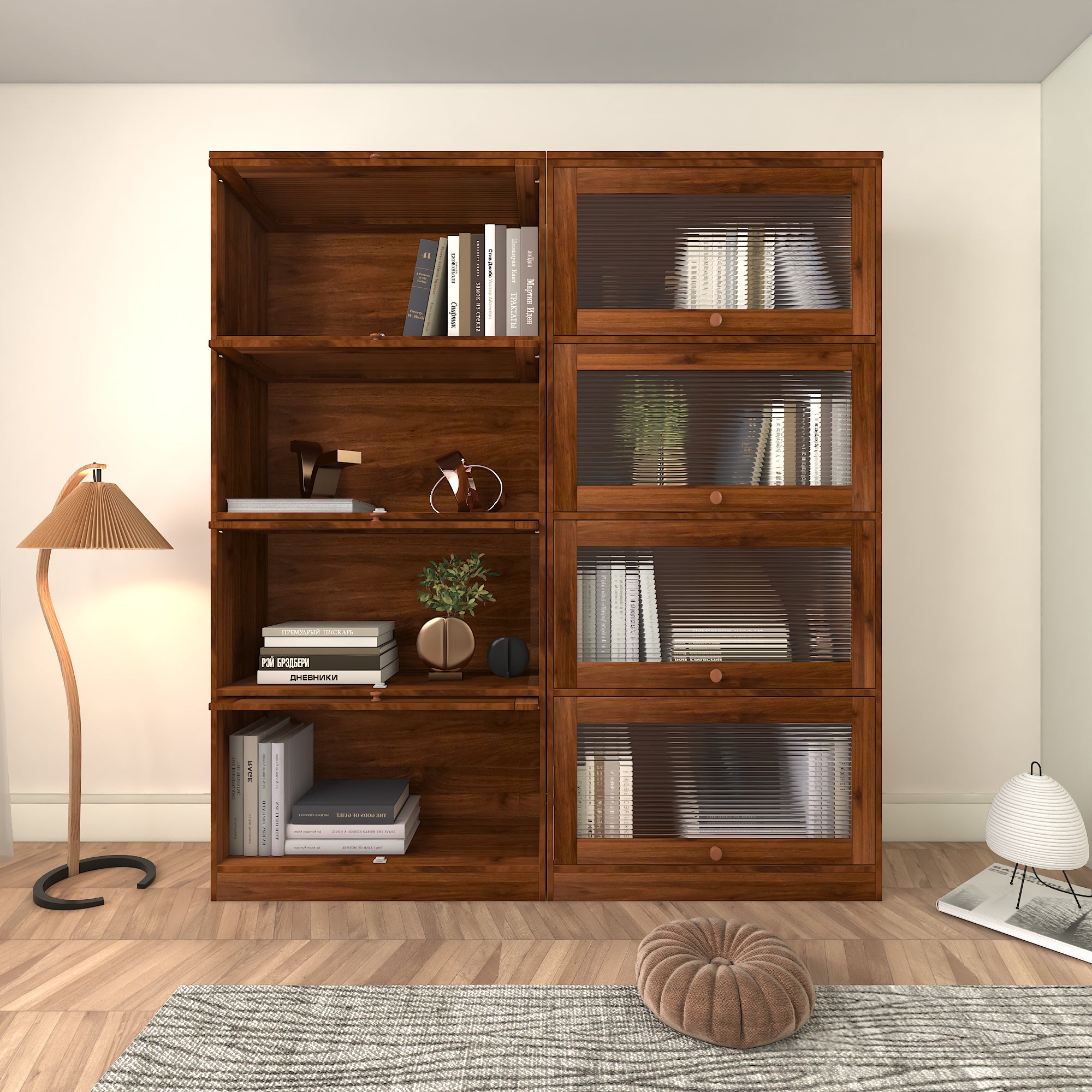 Contemporary Closed Back Glass Doors Office Storage Cabinet