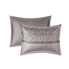 7 Piece Jacquard Comforter Set Grey/Taupe Cal King