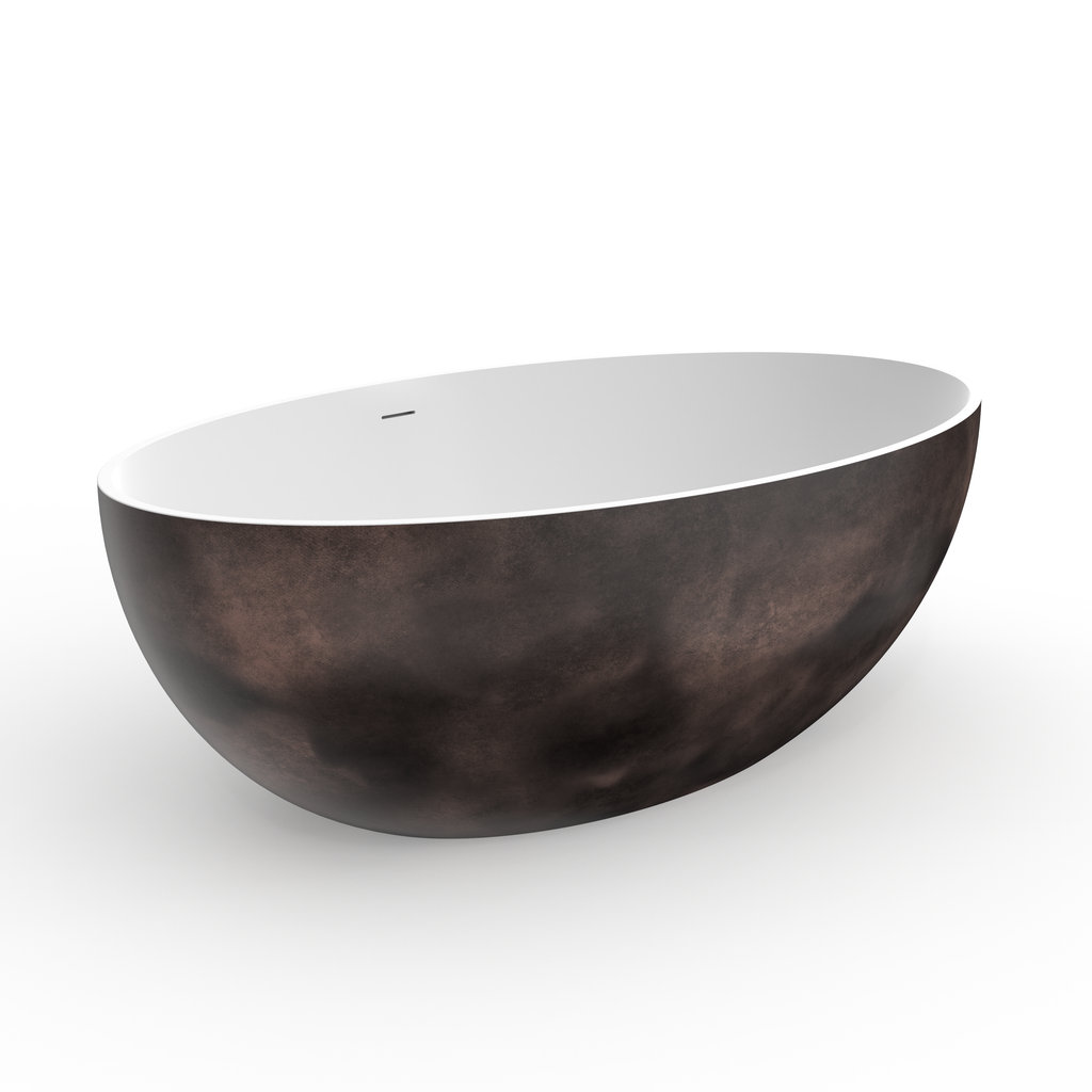 67 Inch Freestanding Solid Surface Soaking Bathtub