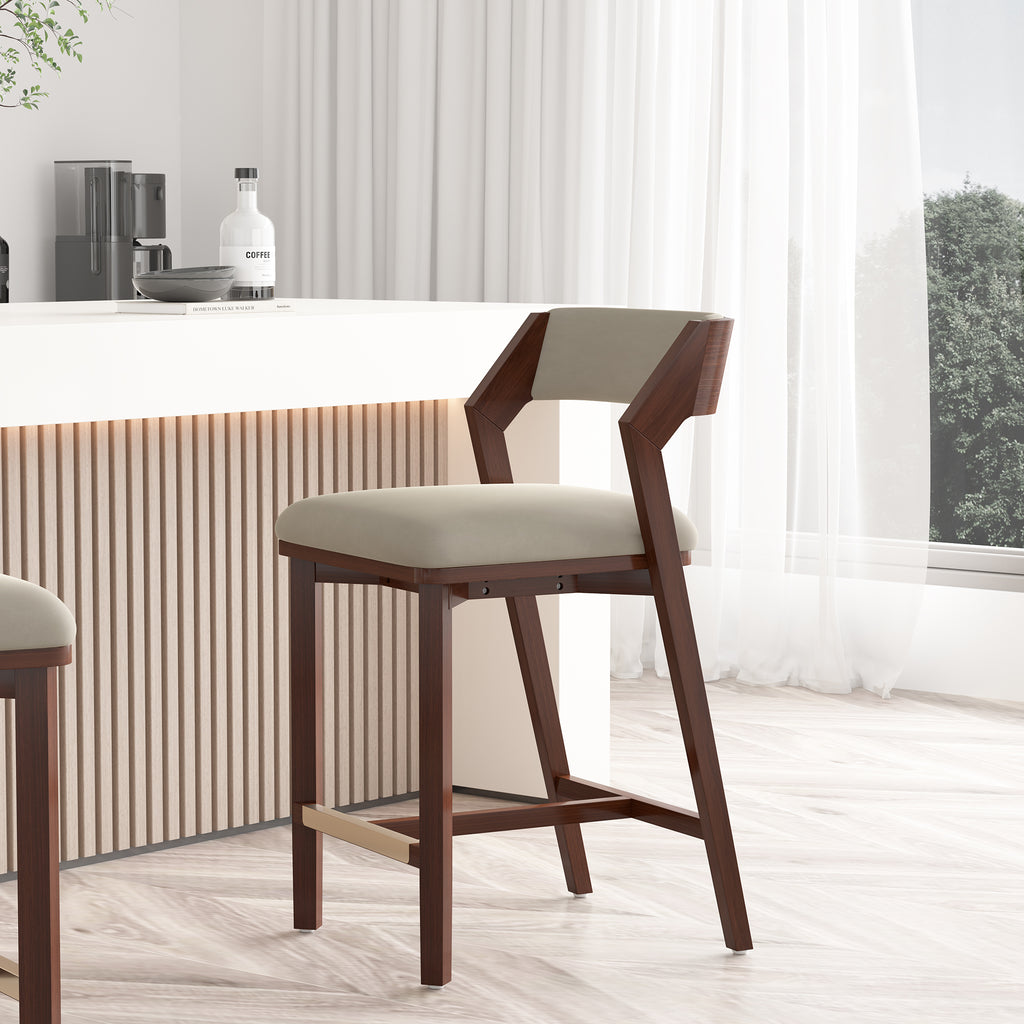 Patricia Wood Upholstered Counter Stool