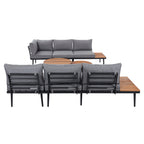 TREXM 6-Piece Outdoor Sectional Sofa Set with Round Nesting Tables
