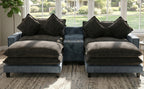 111" Chenille Upholstered Sectional Sofa with Ottoman & Storage