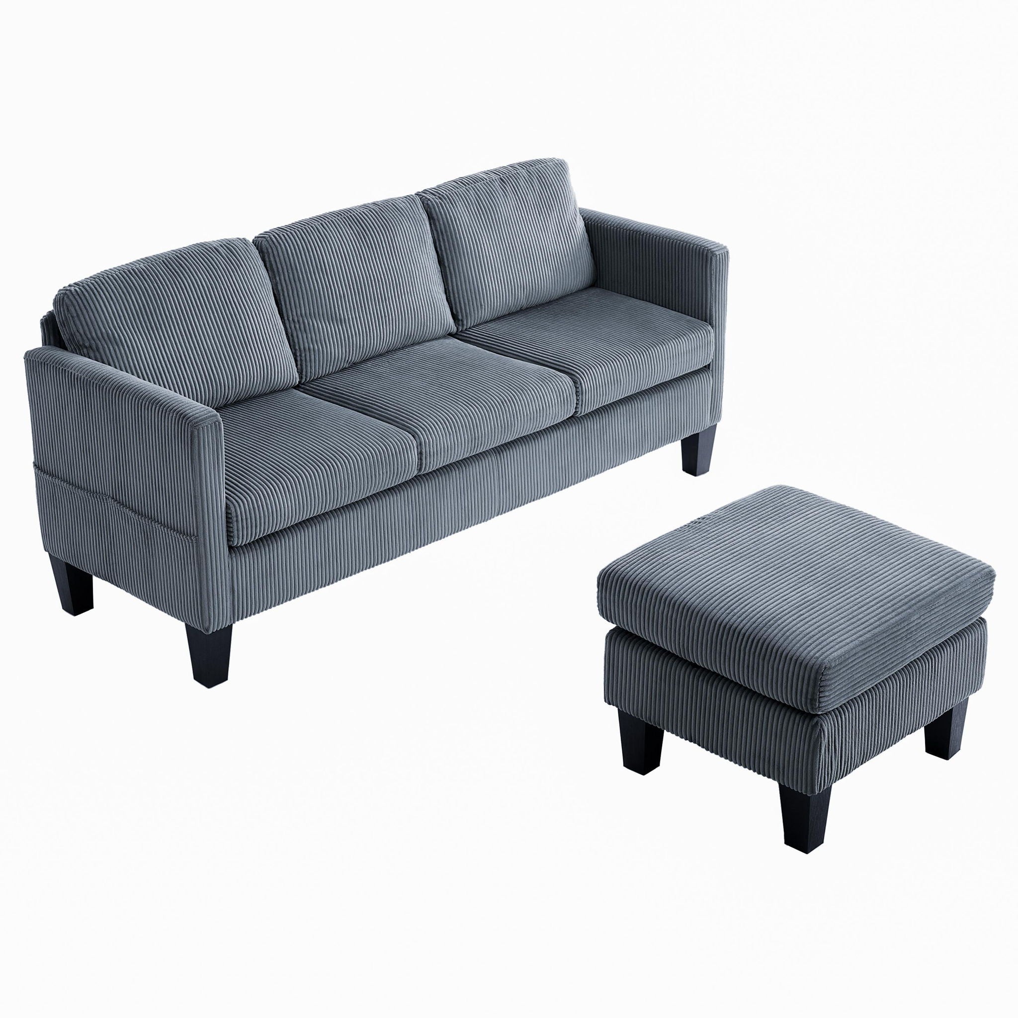 L-Shaped Sectional Sofa With Padded Cashmere - Gray