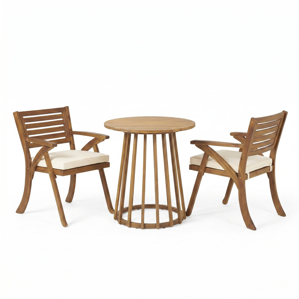 Outdoor 3-Piece Acacia Wood Dining Set