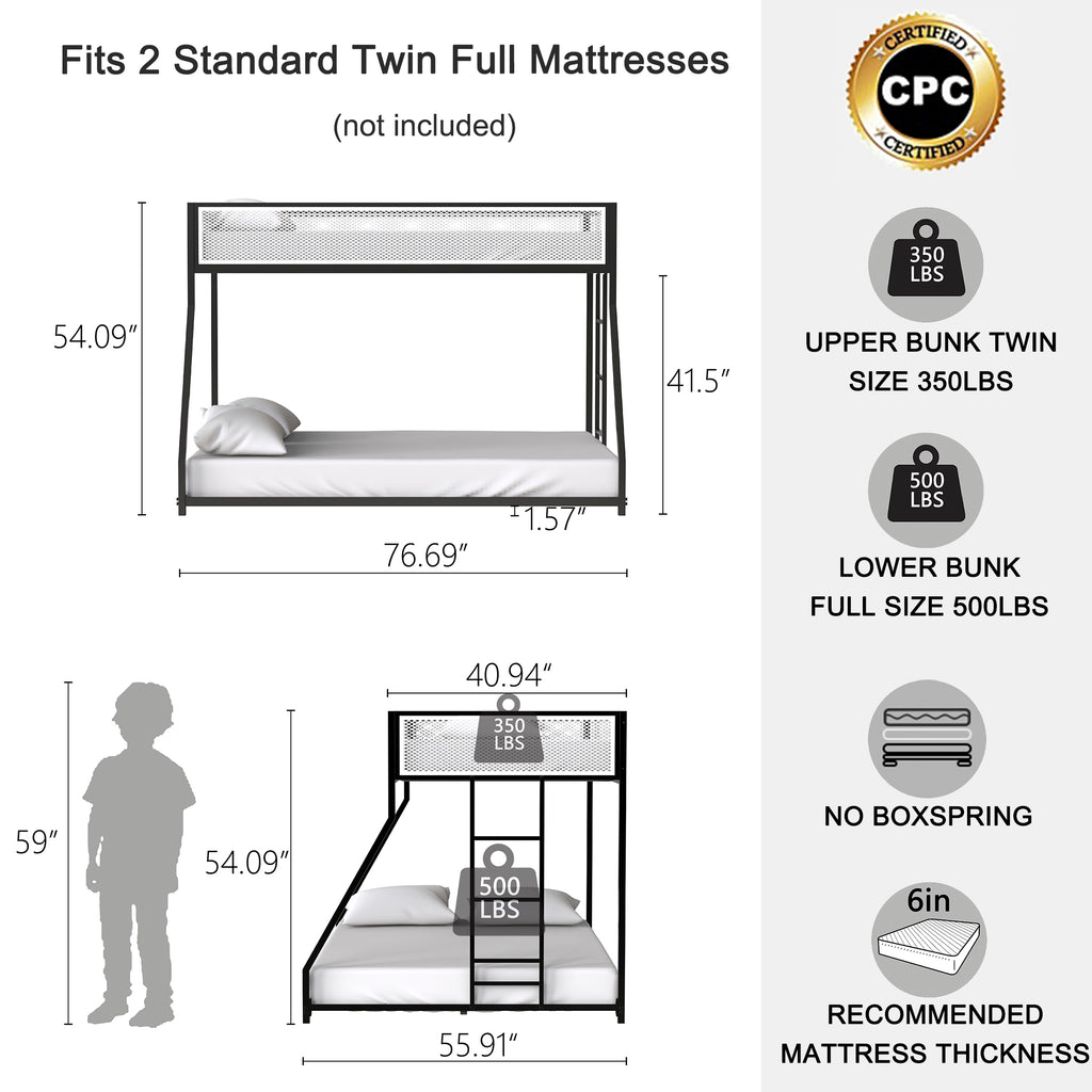 Adam Twin Over Full Bunk Bed Metal